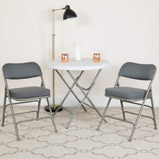 Set of 4 Hercules Metal Folding Chairs with Cushioned Seat - Gray