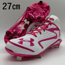 Under Armor Baseball Spikes Pink White 27Cm Middle Cut Hardware