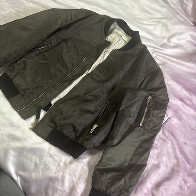 Zara Basic Jacket MA-1 Flight Zip Up Khaki, Size S 