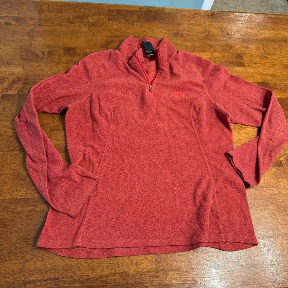 The North Face Women's Red quarter zip fleece Sweater size large