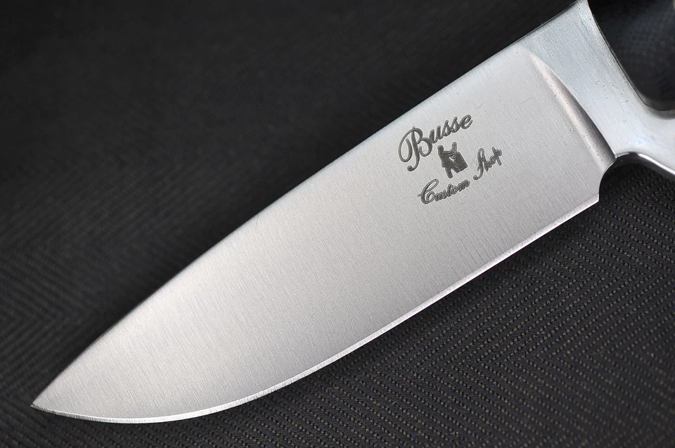 Busse Custom Boss Street .22"  Flat Ground Satin  INFI, Black G10 G-rexed Marble - Image 2 of 4