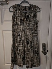 Size 10 Episode Black Mix Patterned Sleeveless Zip Dress office work wear 