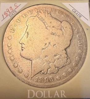Rare 1893S Morgan Silver Dollar Key Date Coin