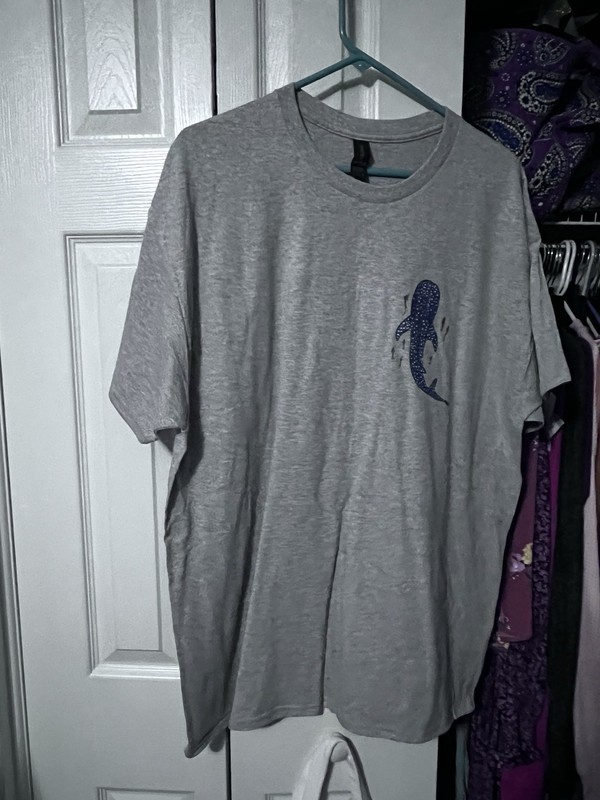 Whale Shark Bible Verse T-shirt top  Isaiah 43 gray & blue XL
