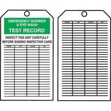 Accuform Tar738 Tag, Emergency Shower & Eye Wash Test, Cardstock, 6 1/4 In H X