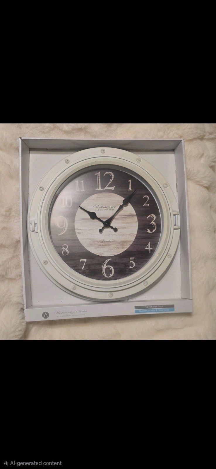Westminster 16 Inch Wall Clock Quartz Movement Glass Lens Pl