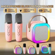 Bluetooth Karaoke Machine Portable Mini Speaker with 2 Wireless Microphones HiFi