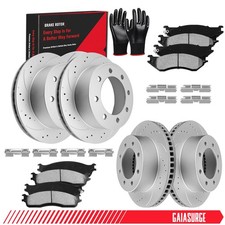 Front Rear Disc Brake Rotors Ceramic Brake Pa...