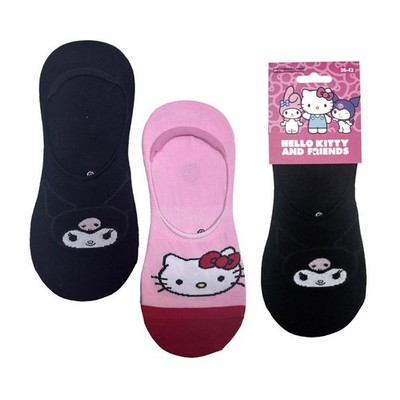 Hello Kitty 2'er Trainer Socks Pinkies Pack 36 to 43 Soft Material Mix Shaping