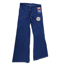 NOS Vintage 70s Jeans Bell Bottom Unisex Wide Leg 1970s Dark Sailor Drawstring