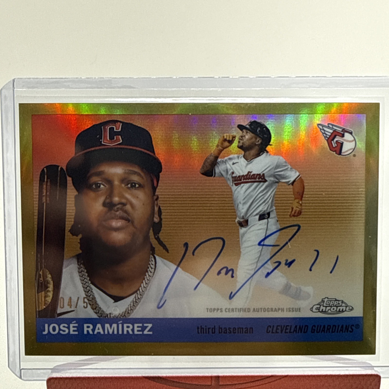 2025 Topps Chrome Platinum Anniversary Jose Ramirez Gold Refractor Auto /50