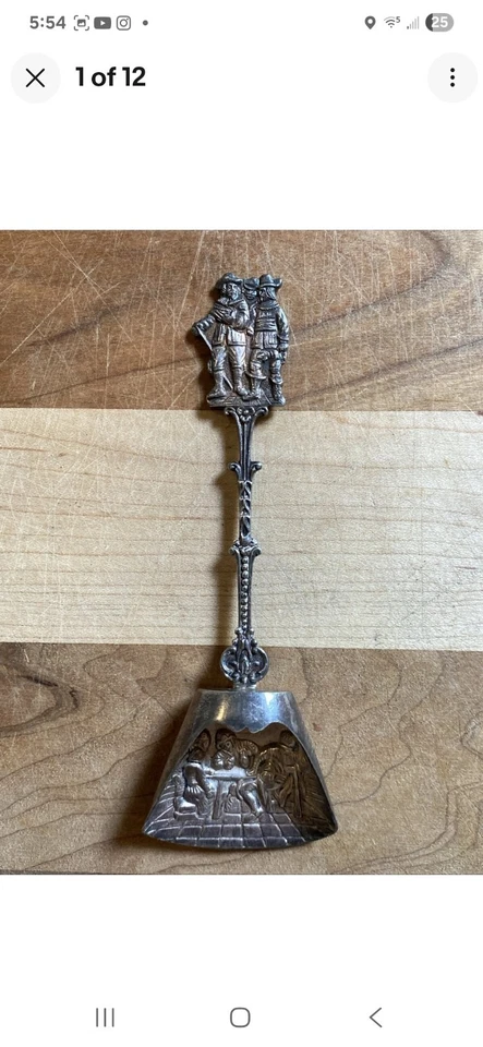 900 Silver Baby Spoons with Figural Handles and Repousse - Free Shipping USA - Image 4 of 4