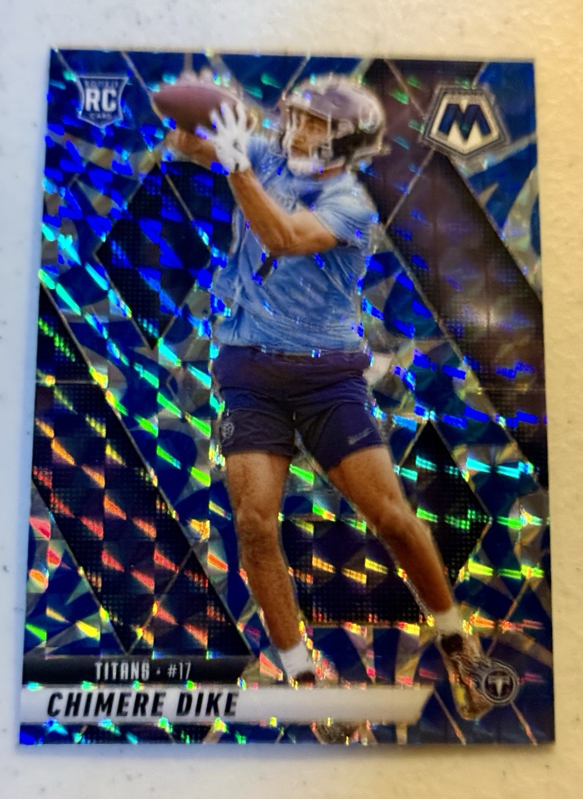 2025 Panini Mosaic - Rookies Chimere Dike #356 Reactive Blue Mosaic Prizm (RC)
