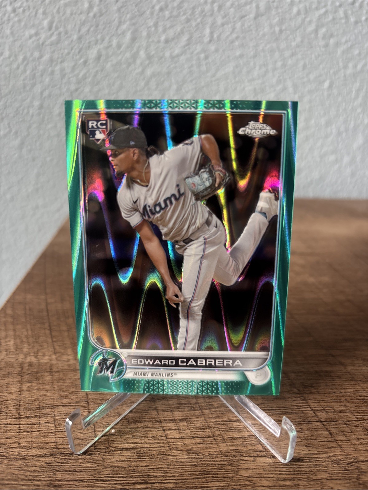 2022 Topps Chrome Edward Cabrera Aqua Raywave Refractor RC #d’d /199 #64 Marlins