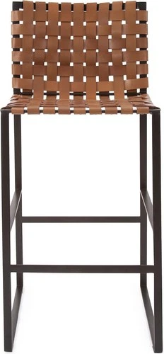 Irving Woven Leather Barstool-Traditional Style - Picture 3 of 7