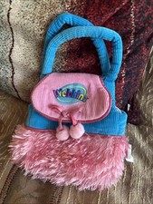 Ganz Webkinz Stuffed Plush Pet Carrier HC076 Blue Corduroy Pink Fur