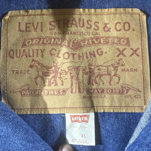 Chaqueta de Colección Levis Denim Granero Tareas Para Hombres XL Azul Tostado Cuello Pana EE. UU. 90s - Imagen 2 de 7