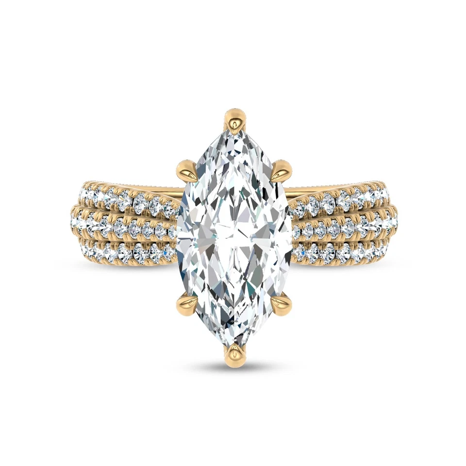 14 Karat Gelbgold IGI Lab Grown Diamant Verlobungsring Damen 2,55 kt Marquise... - Bild 1 von 4