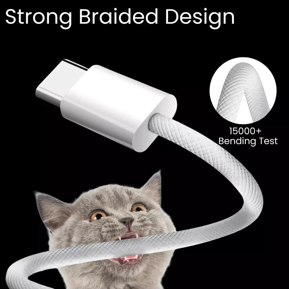 10 x 1.5M Woven Bulk Job lot Charger Cable USB Type C to C for iPhone Samsung - Image 3 of 4