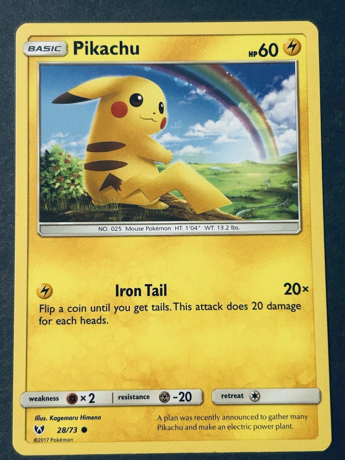Pikachu 28/73 Shining Legends Regular Common Pokemon Card