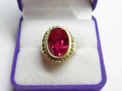 Rare Vintage Soviet Ring Gilt Sterling Silver 875 Ruby Stone Size 7 Jewelry USSR