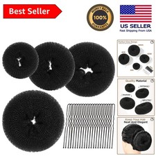 4 Size Hair Bun Maker Set in Black - Effortless Styles for All Hair Types