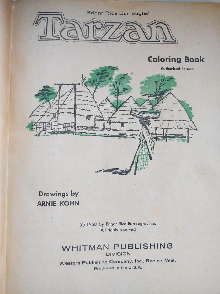 Libro para colorear Whitman Tarzán 1968 de colección edición autorizada ilustración de Arnie Kohn Foto 4 de 4