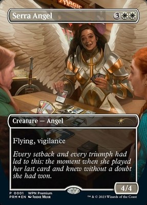 Light Play x 1 Serra Angel (0001) - Foil - WPN Promo WotC Shooting Star Symbol -