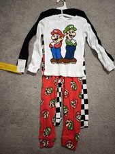 New Super Mario Brothers Pajamas 4 Piece Set Boy 5T Long Sleeve Sleepwear