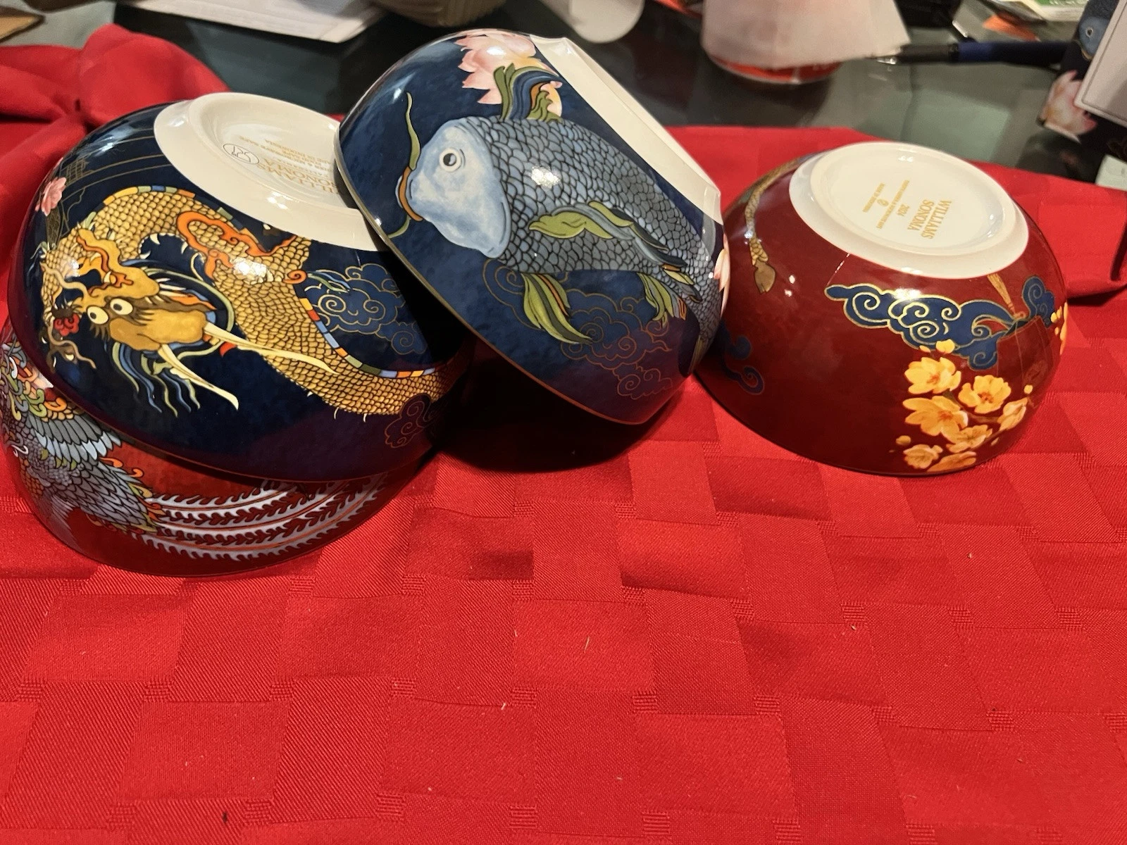 New In Box Williams Sonoma Lunar Rice Bowls 5" Set of 4 Mixed Design