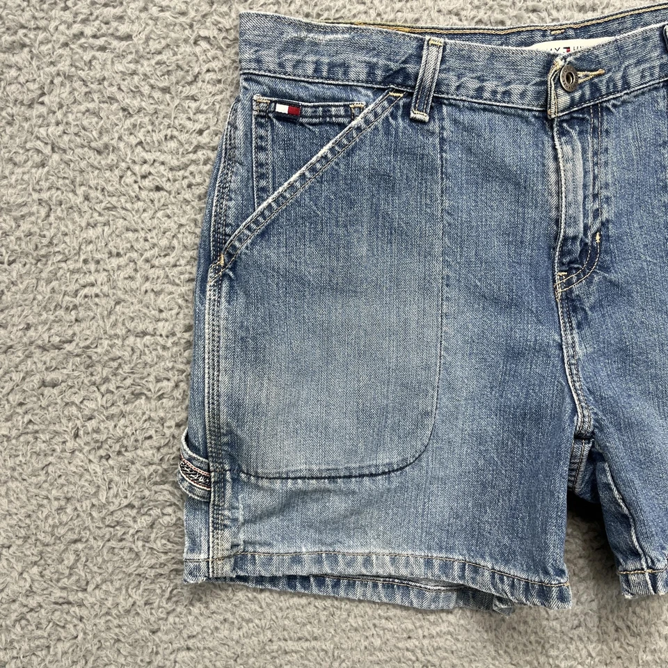 Vintage Tommy Hilfiger Shorts Womens 10 Blue Denim Carpenter Utility Y2K 00s - Image 2 of 4