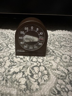 Vintage Sunbeam Mechanical Kitchen Timer Plastic Brown Analog Made in USA
