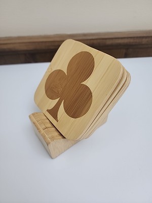 MCM Style Card Suit Wooden Coasters And Stand -poker Games Party