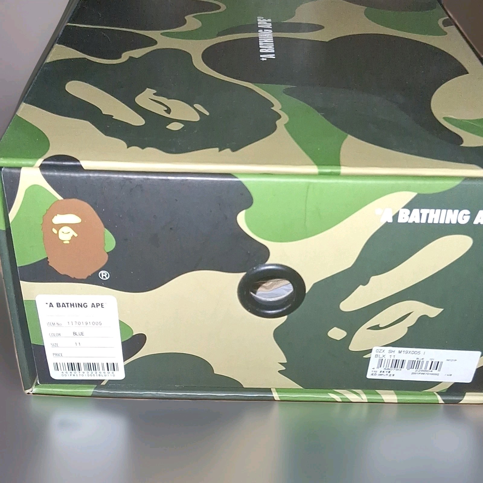 A Bathing Ape Bapesta Blue Camouflage 1170191005 White Leather Men's Sneaker thumbnail 6