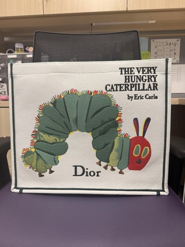 Dior Canvas Tote Embroidered Hungry Little Caterpillar