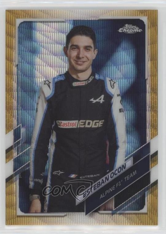 2021 Topps Chrome Formula 1 F1 Racers Gold Wave Refractor 12/50 Esteban Ocon ux8