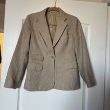 Vintage Evan Picone 100 Wool One-Button Blazer Beige Size 4 Made In USA