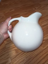 Vintage Stoneware Tilted Pitcher W/Ice Lip. White