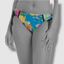 Bar III Women's Blue Tropical-Print Shirred-Side Hipster Bikini Bottom Size XL