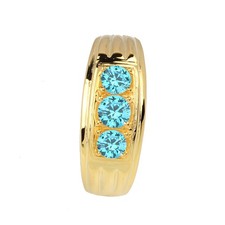 Gold Plated Men Ring 3-stone Design Heavy Band Fashion Jewellery Size M-Z5