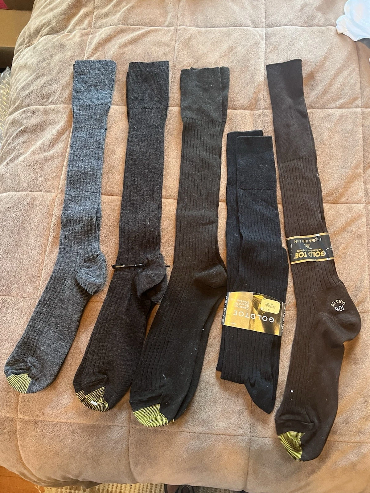 5 Pair Gold Toe Vintage Socks Wool Blend Cotton Nylon 1 Pair Big Tall 12-16 NWOT