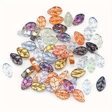 50Pcs mixed color AB color glass leaf shaped bead DIY jewelry making accessories
