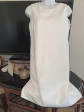 White SHIFT DRESS textured CHIFFON ACCENTS Small ANN TAYLOR