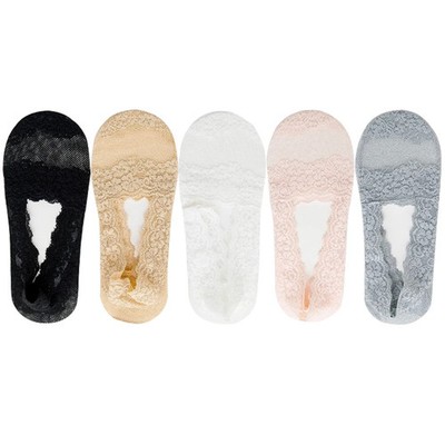 5 Pairs Socks Women's Lace Invisible Short Ankle Foot Cotton White Low Cut Boat
