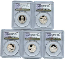 2010 S Silver National Parks 5 Quarter Set PCGS PR69DCAM Newly Graded 25c Coins