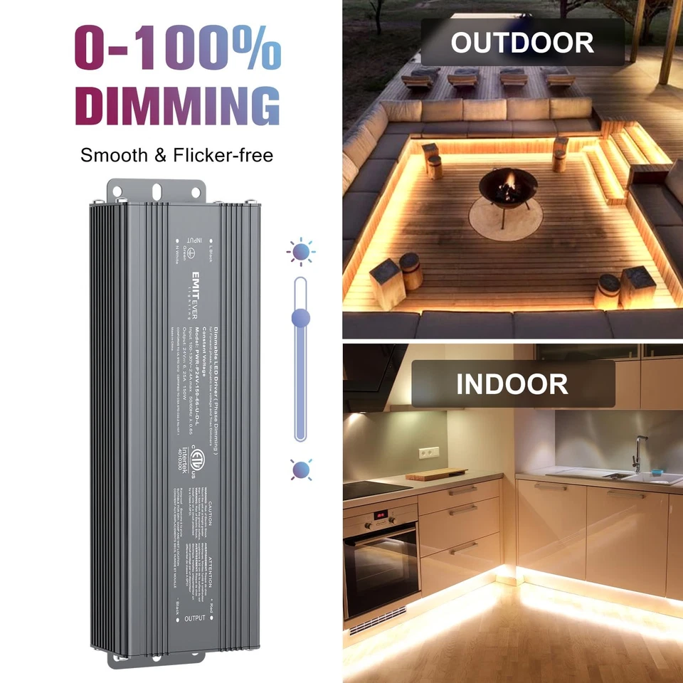 150W Triac Dimmable LED Driver,Power Supply,AC 120V to DC 24V Transformer,Com... - Image 2 of 4