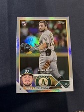 Shea Langeliers Debut Rookie RC 2023 Topps Update Card #US181 Silver Athletics. rookie card picture