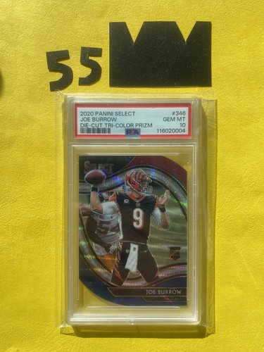 2020 PANINI SELECT DIE-CUT TRI-COLOR PRIZM #346 JOE BURROW PSA 10