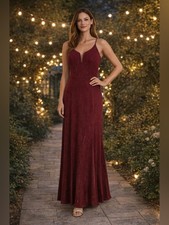 City Triangles Burgundy Sparkle Maxi Dress Size 9 V-Neck wedding black tie