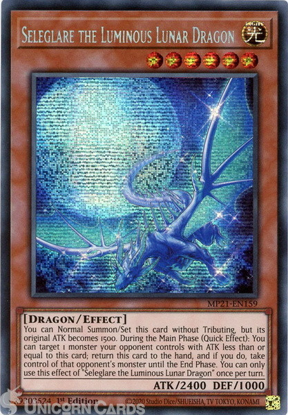 MP21-EN159 Seleglare the Luminous Lunar Dragon Prismatic Secret Rare 1st Edition